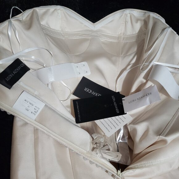 NWT~$1880~JUSTIN ALEXANDER~6/8~PEARL PINK STRAPLESS MERMAID WEDDING DRESS - Picture 11 of 16